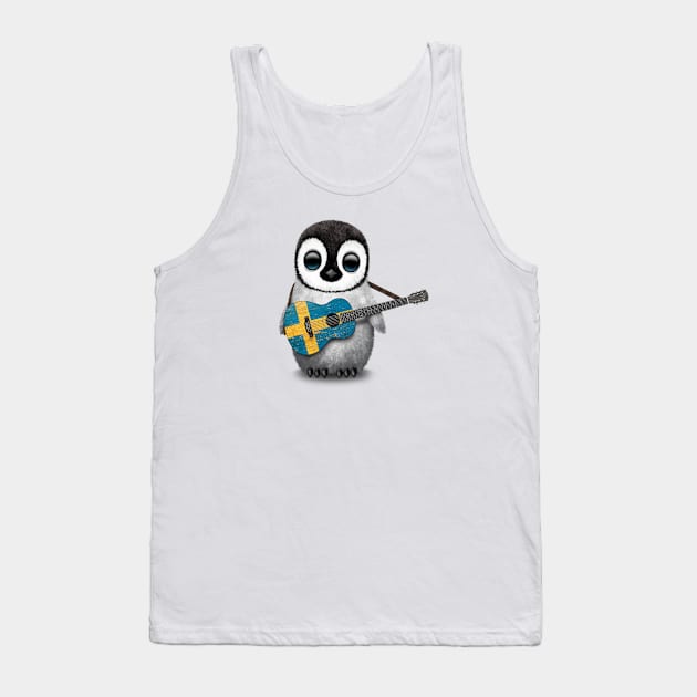 Baby Penguin Playing Swedish Flag Guitar Tank Top by jeffbartels